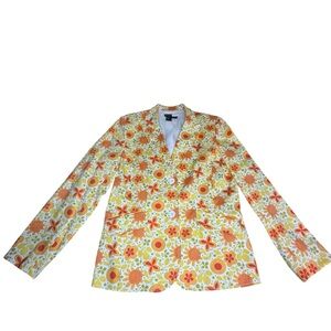 Focus Lifestyle Woman’s Colorful Blazer Jacket Size 12 Bold Retro Art Deco Mod